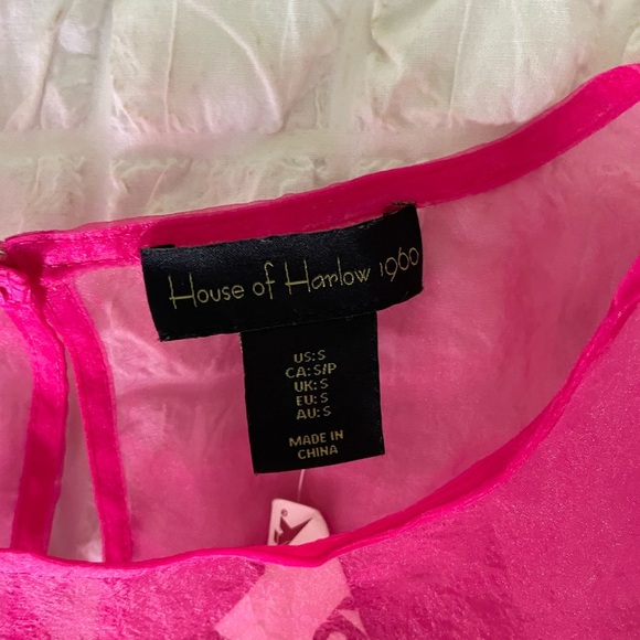 House of Harlow 1960 Pink Organza sheer blouse - Picture 5 of 6